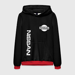 Толстовка-худи мужская Nissan logo white auto, цвет: 3D-красный