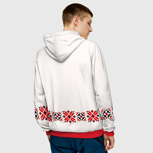 Мужская толстовка Вышиванка с символикой защиты рода / 3D-Красный – фото 4