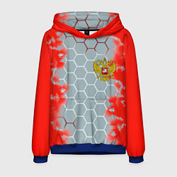 Толстовка-худи мужская Россия абстрактные соты, цвет: 3D-синий