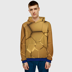 Толстовка-худи мужская Золотые неоновые плиты в разломе, цвет: 3D-синий — фото 2