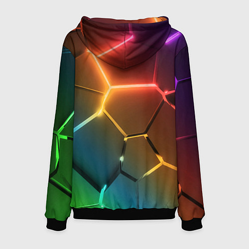 Мужская толстовка Радужные неоновые плиты в разломе / 3D-Черный – фото 2