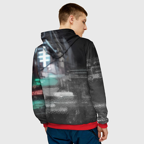 Мужская толстовка Боевой робот в белой броне / 3D-Красный – фото 4