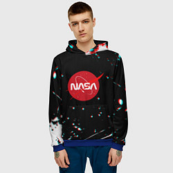 Толстовка-худи мужская NASA glitch splash, цвет: 3D-синий — фото 2