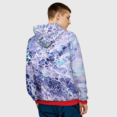 Мужская толстовка Абстракция текстура воды и мрамора / 3D-Красный – фото 4