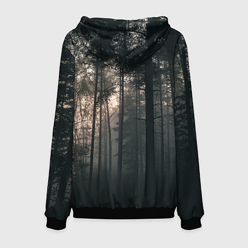 Мужская толстовка Символ волчья лапа и сумрачный лес - лес мой храм / 3D-Черный – фото 2