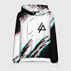 Толстовка-худи мужская Linkin park краски глитч, цвет: 3D-белый