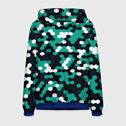 Толстовка-худи мужская Милитари стекло текстура, цвет: 3D-синий