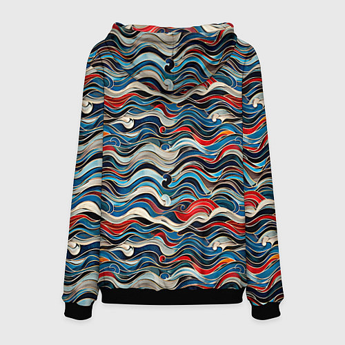 Мужская толстовка Разноцветные абстрактные волны / 3D-Черный – фото 2