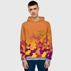 Толстовка-худи мужская Герб РФ текстура камуфляж, цвет: 3D-меланж — фото 2