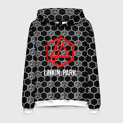 Толстовка-худи мужская Linkin park logo pattern, цвет: 3D-белый