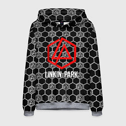 Толстовка-худи мужская Linkin park logo pattern, цвет: 3D-меланж