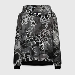 Толстовка-худи мужская Чёрно-серый абстракция, цвет: 3D-черный