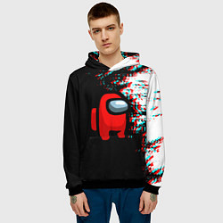 Толстовка-худи мужская Among us краски глитч, цвет: 3D-черный — фото 2