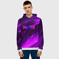 Толстовка-худи мужская Fortnite neon stripes angles logo, цвет: 3D-белый — фото 2