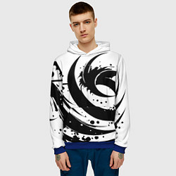 Толстовка-худи мужская Ai art black and white abstraction, цвет: 3D-синий — фото 2