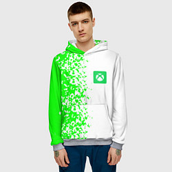 Толстовка-худи мужская Xbox кислотные зеленые краски, цвет: 3D-меланж — фото 2