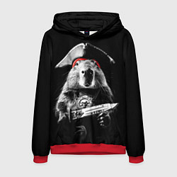 Толстовка-худи мужская Капибара с пиратским ножом, цвет: 3D-красный