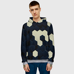 Толстовка-худи мужская Соты абстракция, цвет: 3D-меланж — фото 2