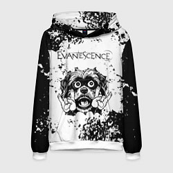 Толстовка-худи мужская Evanescence - рок пес, цвет: 3D-белый