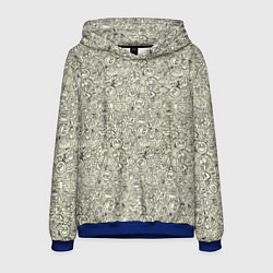 Толстовка-худи мужская Смайл и человечки, цвет: 3D-синий