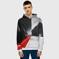 Толстовка-худи мужская Футуристичный пейзаж в стиле авангард, цвет: 3D-белый — фото 2