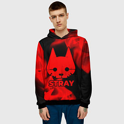 Толстовка-худи мужская Stray - red gradient, цвет: 3D-черный — фото 2