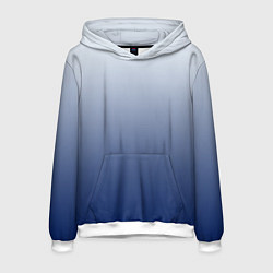 Толстовка-худи мужская Бело синий градиент, цвет: 3D-белый