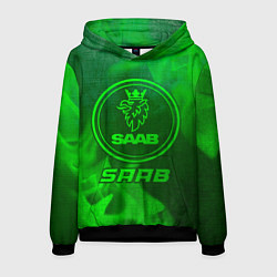 Толстовка-худи мужская Saab - green gradient, цвет: 3D-черный