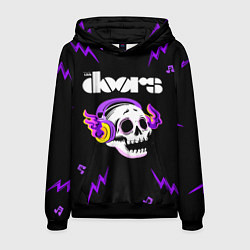 Толстовка-худи мужская The Doors неоновый череп, цвет: 3D-черный