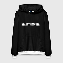 Толстовка-худи мужская Beauty rescuer спасатель красоты, цвет: 3D-белый