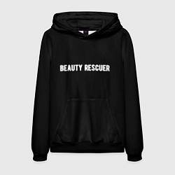 Толстовка-худи мужская Beauty rescuer спасатель красоты, цвет: 3D-черный
