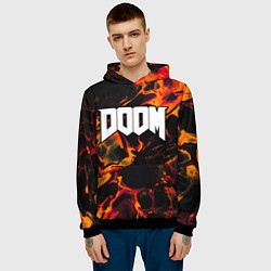 Толстовка-худи мужская Doom red lava, цвет: 3D-черный — фото 2