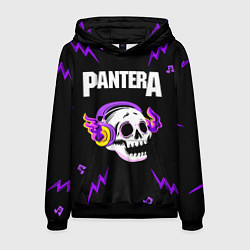 Толстовка-худи мужская Pantera неоновый череп, цвет: 3D-черный