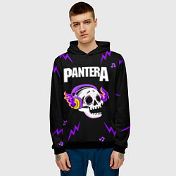 Толстовка-худи мужская Pantera неоновый череп, цвет: 3D-черный — фото 2