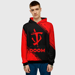 Толстовка-худи мужская Doom - red gradient, цвет: 3D-черный — фото 2
