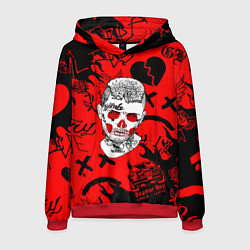 Толстовка-худи мужская Lil Peep логотипы, цвет: 3D-красный