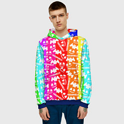 Толстовка-худи мужская Marshmello rainbow, цвет: 3D-синий — фото 2