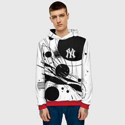 Толстовка-худи мужская New York Yankees baseball team - abstraction, цвет: 3D-красный — фото 2