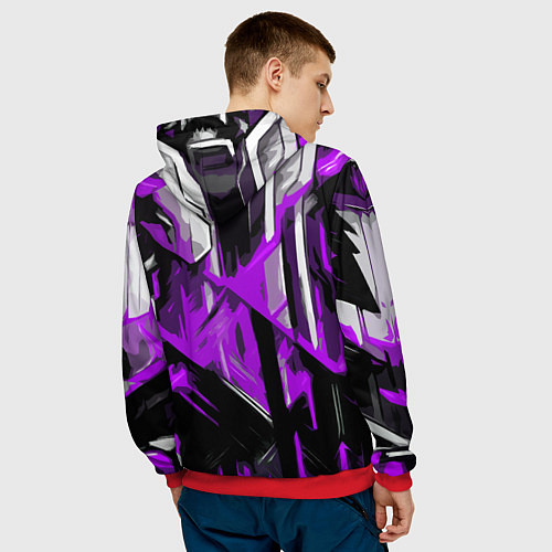 Мужская толстовка White and purple abstraction on a black background / 3D-Красный – фото 4