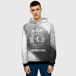 Толстовка-худи мужская Sporting - grey gradient, цвет: 3D-черный — фото 2