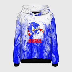 Толстовка-худи мужская Sonic flame blue, цвет: 3D-черный