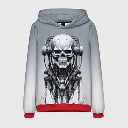 Толстовка-худи мужская Cool cyber skull - ai art fantasy, цвет: 3D-красный