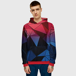 Толстовка-худи мужская Абстрактная геометрия polygon, цвет: 3D-красный — фото 2