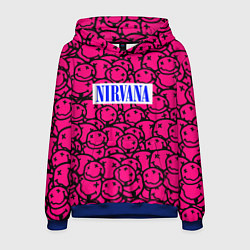 Толстовка-худи мужская Nirvana pink logo, цвет: 3D-синий