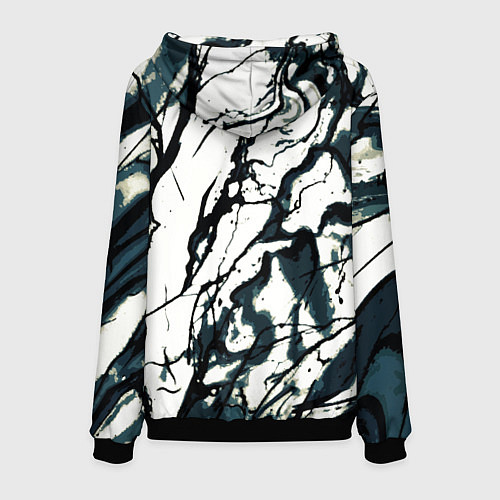 Мужская толстовка Абстрактная текстура мрамор белый с тёмно-синим / 3D-Черный – фото 2