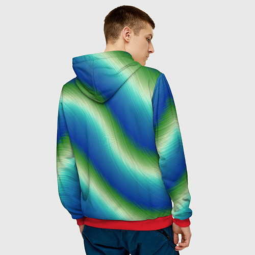 Мужская толстовка Морская волна арт / 3D-Красный – фото 4