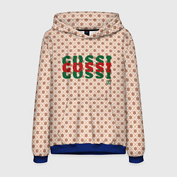 Толстовка-худи мужская Гусси - надпись цветная, цвет: 3D-синий