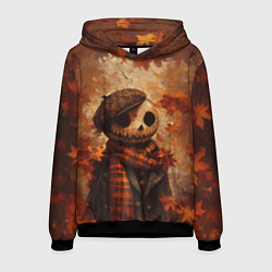 Толстовка-худи мужская Тыквенный Джек в кепке, цвет: 3D-черный