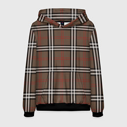 Толстовка-худи мужская Стильная клетка - шотландка, цвет: 3D-черный