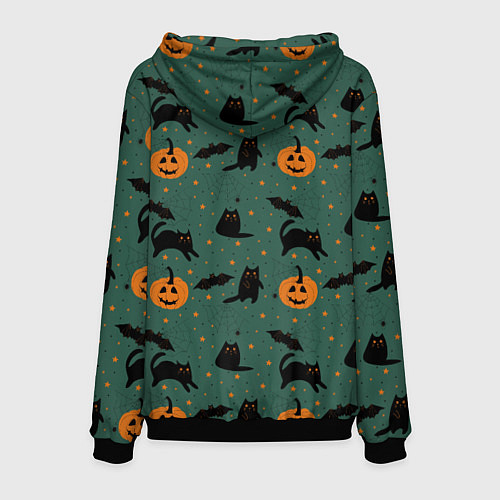 Мужская толстовка Хэллоуин и черный кот / 3D-Черный – фото 2